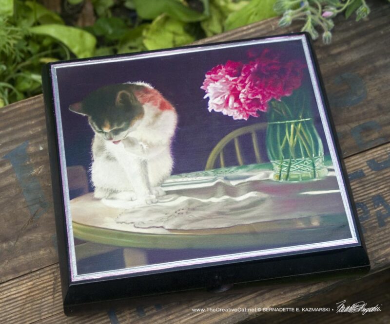 Peaches and Peonies wooden keepsake.